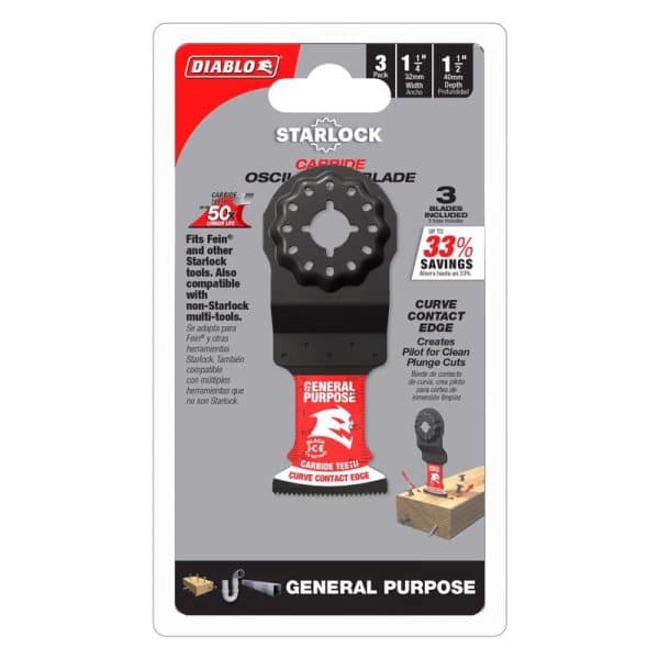 Diablo 1-1/4 in. W Carbide Oscillating Blade General Purpose Cuts 3 pk