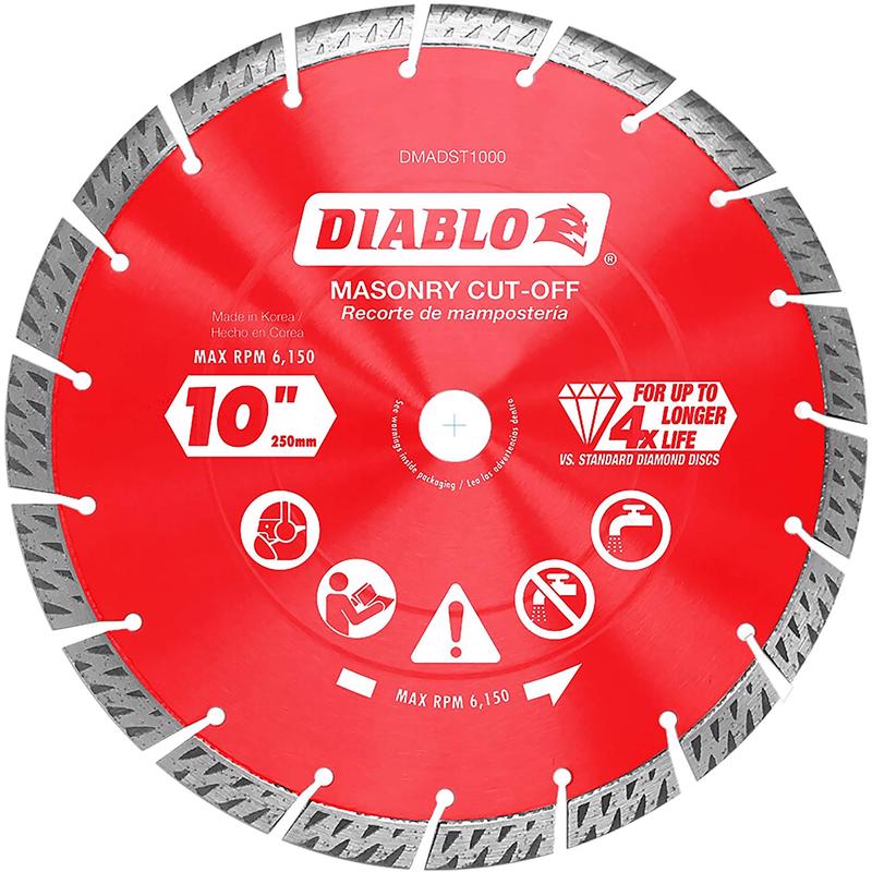 Diablo 10 in. D X 1 in. Diamond Turbo Rim Masonry Cut-Off Disc