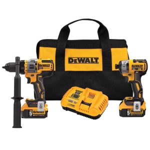 DEWALT 20V MAX Cordless Brushless 2 Tool Hammer Drill and Impact Driver Kit