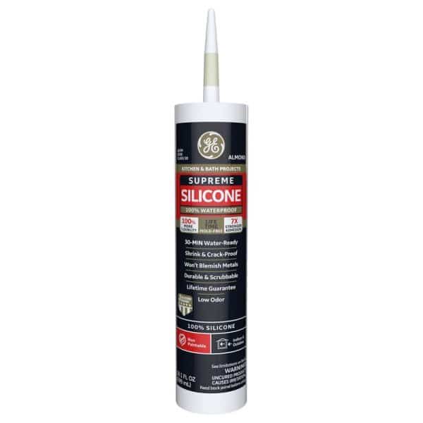 GE Supreme Almond Supreme Silicone Kitchen and Bath Caulk Sealant 10.1 oz