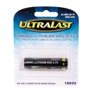 Ultralast Lithium Ion 18650 3.7 V 2600 Ah Rechargeable Battery UL1865-26-1P 1 pk