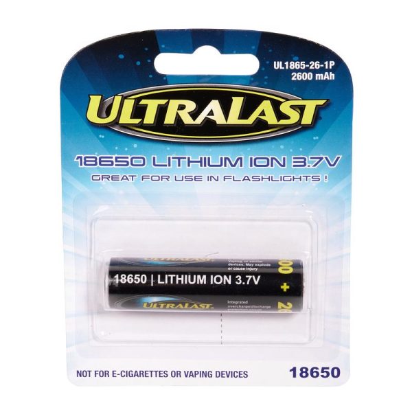 Ultralast Lithium Ion 18650 3.7 V 2600 Ah Rechargeable Battery UL1865-26-1P 1 pk