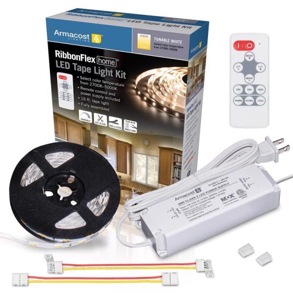 Armacost Lighting RibbonFlex home 16 ft. L White Plug-In LED Strip Tape Light Kit 1 pk