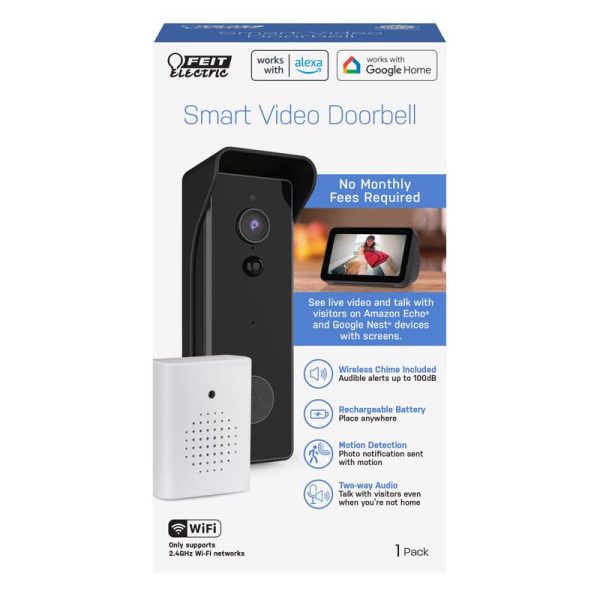 Feit Electric White Metal/Plastic Wireless Smart Video Doorbell