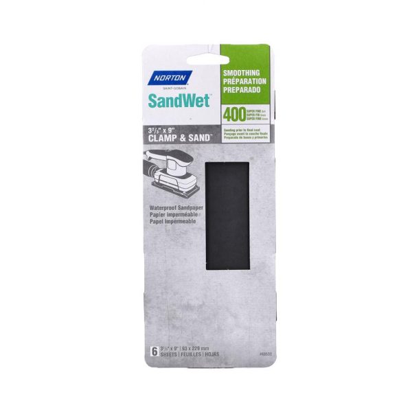 Norton SandWet 9 in. L X 3 in. W 400 Grit Silicon Carbide Sanding Sheet 6 pk