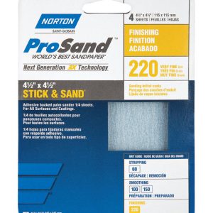 Norton ProSand 4-1/2 in. L X 4-1/2 in. W 220 Grit Aluminum Oxide Sanding Sheet 4 pk