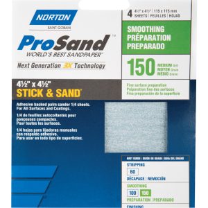 Norton ProSand 4-1/2 in. L X 4-1/2 in. W 150 Grit Aluminum Oxide Sanding Sheet 4 pk