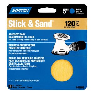 Norton Stick & Sand 5 in. Aluminum Oxide Adhesive A290 Sanding Disc 120 Grit Medium 5 pk