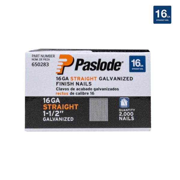 Paslode 1-1/2 in. 16 Ga. Straight Strip Galvanized Finish Nails 2000 pk