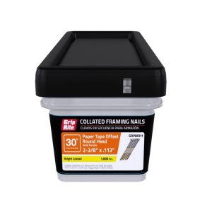 Grip-Rite 2-3/8 in. 12 Ga. Angled Strip Bright Framing Nails 30 deg 1000 pk