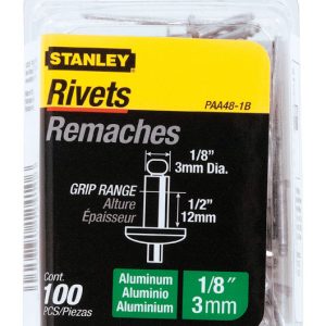 Stanley 1/8 in. D X 1/2 in. Aluminum Blind Rivets Silver 100 pk