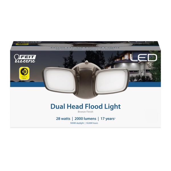 Feit Electric Dusk to Dawn Hardwired LED Bronze Security Floodlight