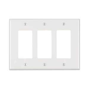 Leviton White 3 gang Thermoplastic Nylon Decora/GFCI Wall Plate 1 pk