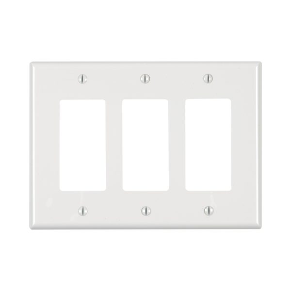Leviton White 3 gang Thermoplastic Nylon Decora/GFCI Wall Plate 1 pk