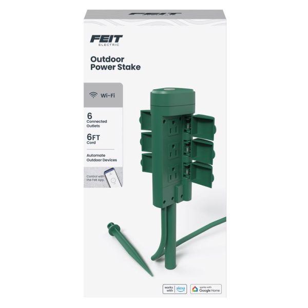 Feit Electric Outdoor 6 ft. L Green Smart Outlet Stake With WiFi