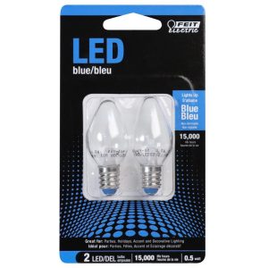 Feit Electric C7 E12 (Candelabra) LED Bulb Blue 0.5 Watt Equivalence 2 pk