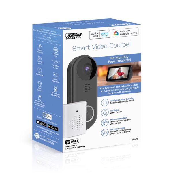 Feit Electric Black Plastic Wired Smart Video Doorbell