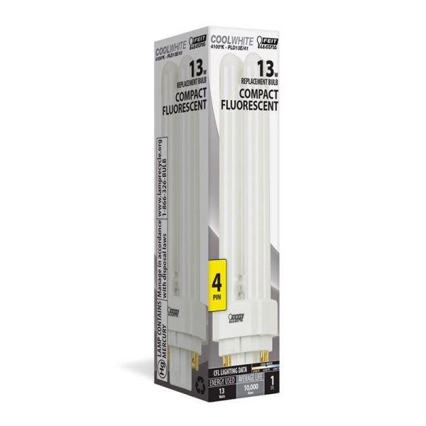 Feit Electric 13 W PL 1.4 in. D X 5.2 in. L Fluorescent Bulb Cool White Compact 4100 K 1 pk