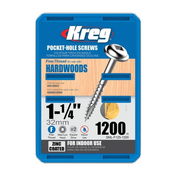 Kreg No. 7 X 1-1/4 in. L Square Zinc-Plated Pocket-Hole Screw 1200 ct