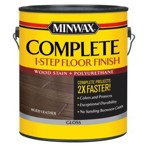 Minwax Complete 1-Step Floor Finish Gloss Aged Leather Water-Based Wood Floor Stain 1 gal