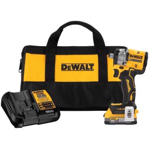 DEWALT 20V MAX ATOMIC with POWERSTACK 1/2 in. Cordless Brushless Impact Wrench w/Hog Ring Kit (Batte