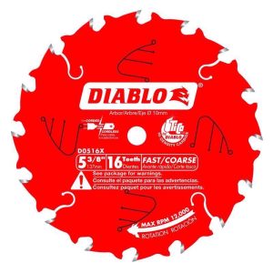 Diablo 5-3/8 in. D X 10 mm Cordless Trim Carbide Circular Saw Blade 16 teeth 1 pc
