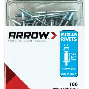 Arrow 1/8 in. D X 1/4 in. Steel Rivets Silver 100 pk
