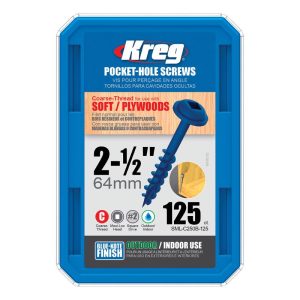 Kreg No. 8 X 2-1/2 in. L Square Blue-Kote Pocket-Hole Screw 125 ct