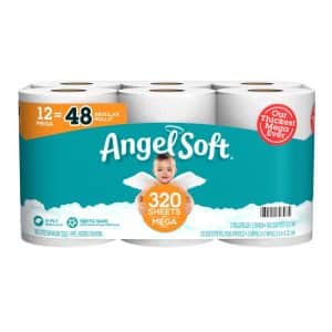 Angel Soft Toilet Paper 12 Rolls 320 sheet 405.33 sq ft