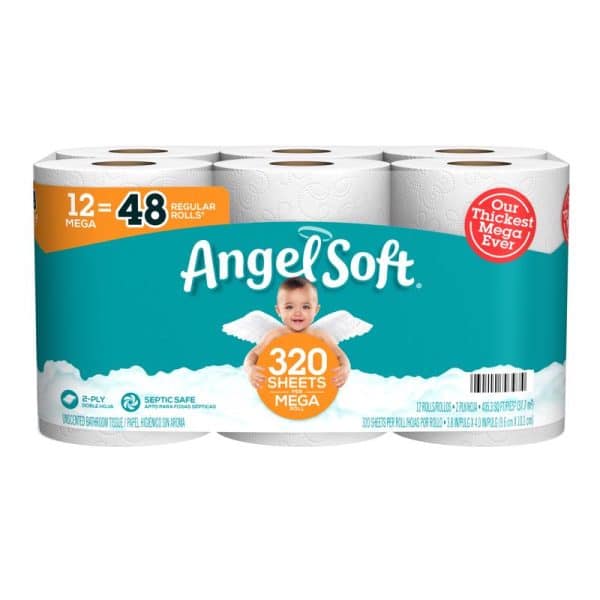 Angel Soft Toilet Paper 12 Rolls 320 sheet 405.33 sq ft