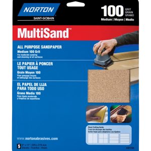 Norton MultiSand 11 in. L X 9 in. W 100 Grit Aluminum Oxide All Purpose Sandpaper 5 pk