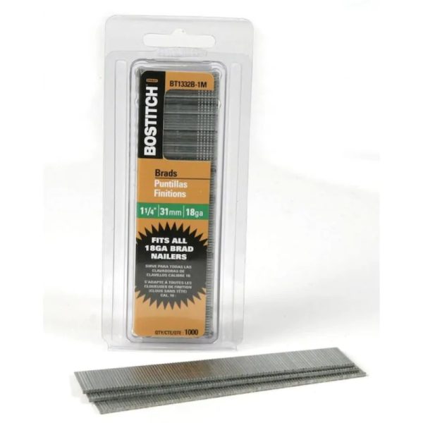 Bostitch 1-1/4 in. 18 Ga. Straight Strip Coated Brad Nails 1000 pk