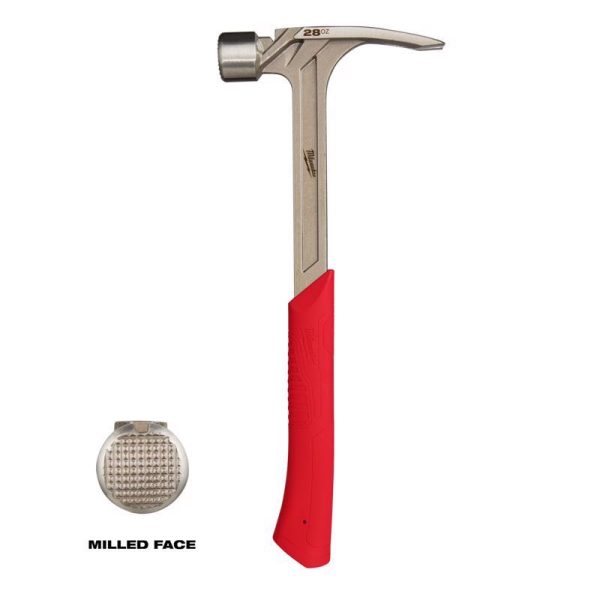 Milwaukee 28 oz Milled Face Framing Hammer Fiberglass Handle