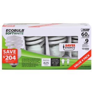 Feit Electric Ecobulb 13 W A19 1.52 in. D X 3.6 in. L CFL Bulb Soft White Utility 2700 K 4 pk