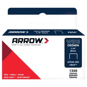Arrow #854 1/2 in. W X 1/4 in. L 18 Ga. Wide Crown Staples 1250 pk