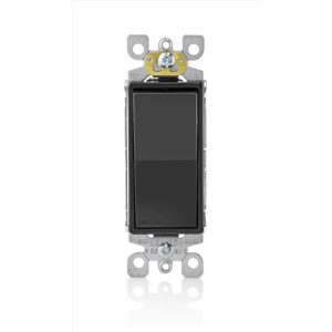 Leviton Decora 15 amps Single Pole Rocker AC Quiet Switch Black 1 pk