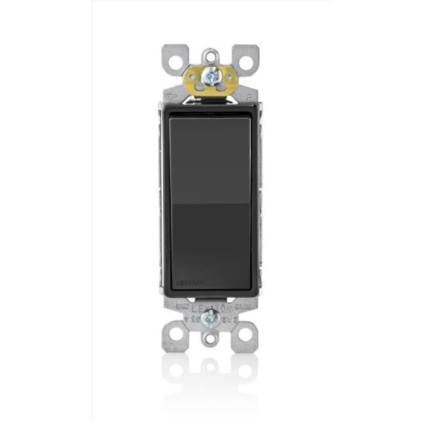 Leviton Decora 15 amps Single Pole Rocker AC Quiet Switch Black 1 pk