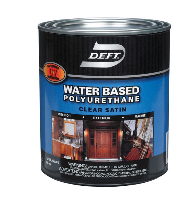 Deft Satin Clear Water-Based Waterborne Wood Finish 1 qt