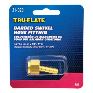 Tru-Flate Brass Barbed Swivel Fitting 1/4 in. Female 1 pc