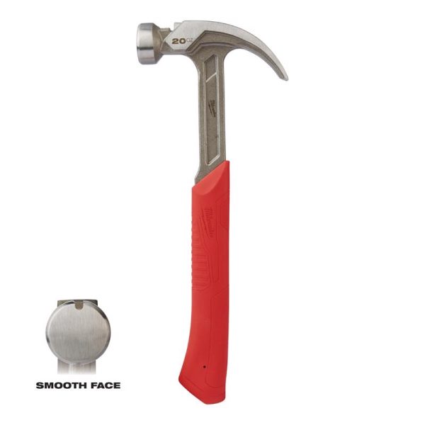 Milwaukee 20 oz Smooth Face Claw Hammer Rubber Handle