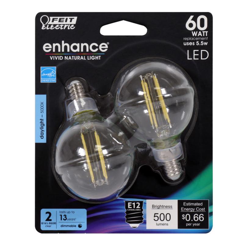 thumbnail image 2 of Feit Electric C7 E12 Candelabra LED Bulbs – Daylight 7W Equivalence – 4 Pack – Model BP7C7/850/LED/4 2 of 5