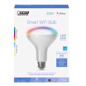 Feit Electric BR30 E26 (Medium) Smart WiFi LED Bulb Color Changing 65 Watt Equivalence 1 pk