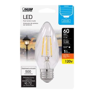 Feit Electric F15 E26 (Medium) Post Lantern LED Bulb Soft White 60 Watt Equivalence 1 pk