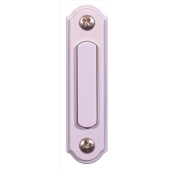 Heath Zenith Satin White Metal/Plastic Wired Pushbutton Doorbell