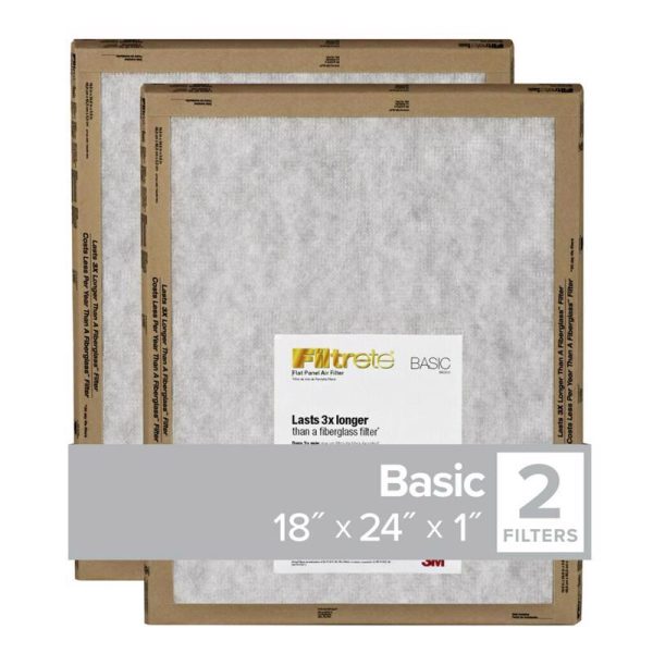 Filtrete 18 in. W X 24 in. H X 1 in. D Synthetic 1 MERV Flat Panel Filter 2 pk