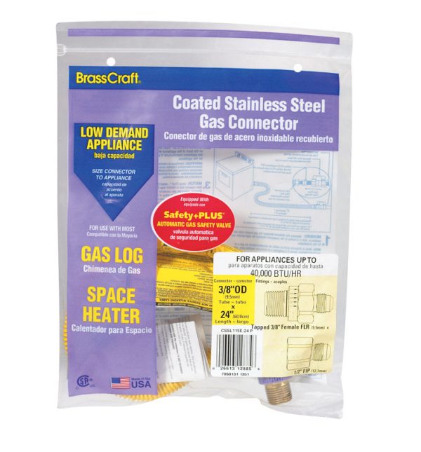 BrassCraft ProCoat 3/8 in. Flare X 1/2 in. D FIP 24 ft. Stainless Steel Gas Connector