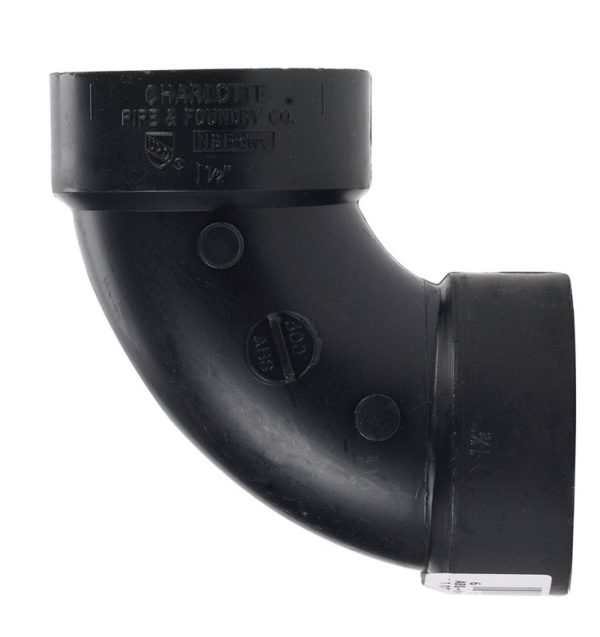 Charlotte Pipe 1-1/2 in. Hub X 1-1/2 in. D Hub ABS 90 Degree Elbow