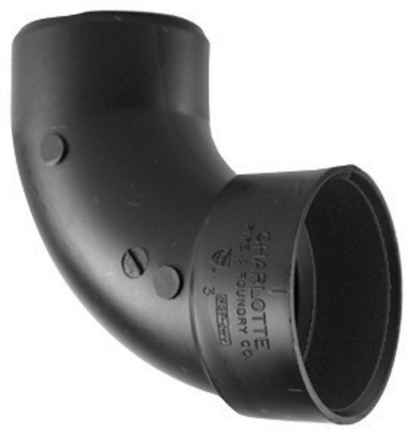 Charlotte Pipe 3 in. Hub X 3 in. D Spigot ABS 90 Degree Elbow