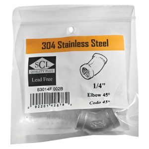 Smith-Cooper 1/4 in. FPT X 1/4 in. D FPT Stainless Steel 45 Degree Elbow