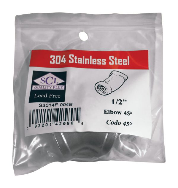 Smith-Cooper 1/2 in. FPT X 1/2 in. D FPT Stainless Steel 45 Degree Elbow